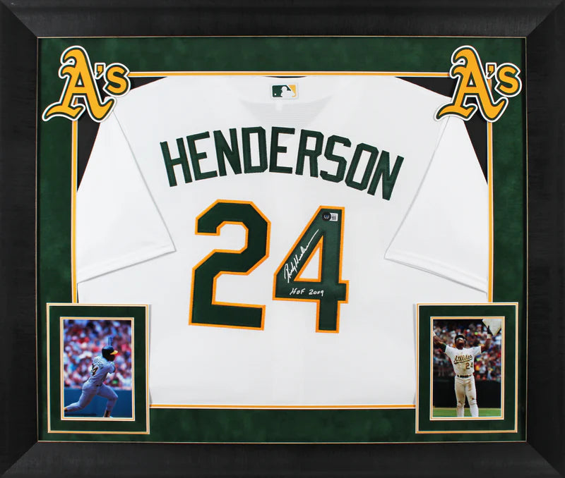 Rickey Henderson Signed & Inscribed Oakland Athletics Framed Jersey with Beckett Witness